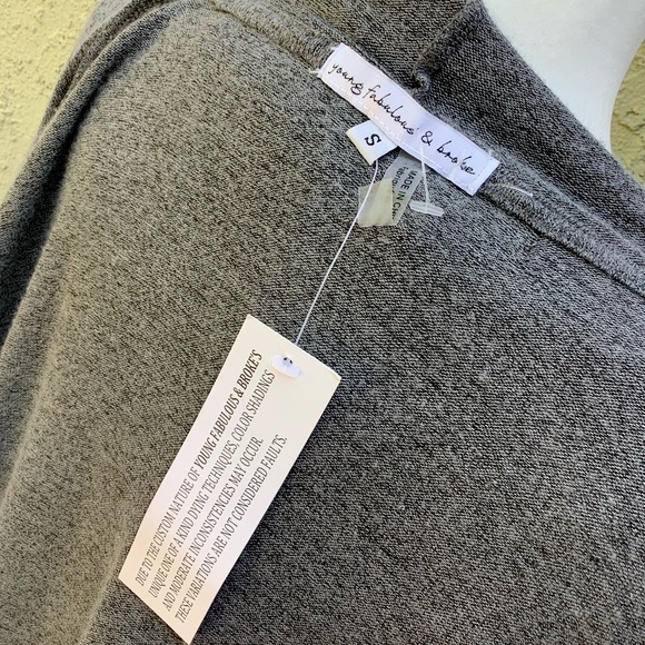 SOLD🏷NEW Young Fabulous & Broke Grey Hooded Open Front Cardigan, Small - Picture 8 of 9